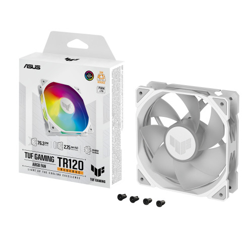 ASUS TUF GAMING TR120 ARGB REVERSE 1-pack White Carcasa del ordenador Refrigerador de aire 12 cm Blanco - Imagen 9