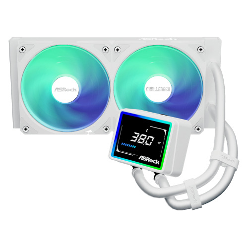 SISTEMA DE REFRIGERACION ASROCK PARA CPU CHALLENGER WHITE 240 DIGITAL,1851/1700/AM5/AM4,2X120MM,ARGB,LCD,BLANCO
